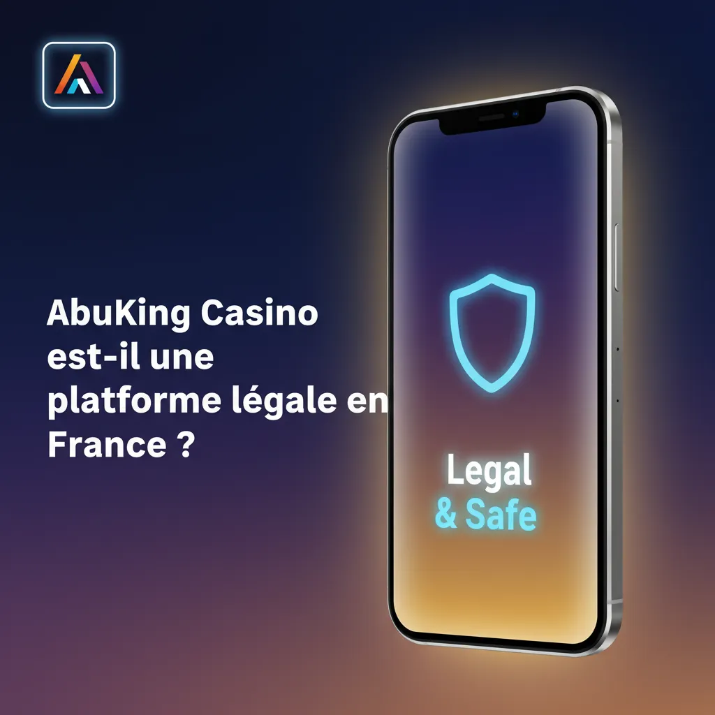 Visuel sur la légalité d'AbuKing en France: paris ANJ ok, casino interdit; licence Curaçao, RGPD, siège à Sliema.