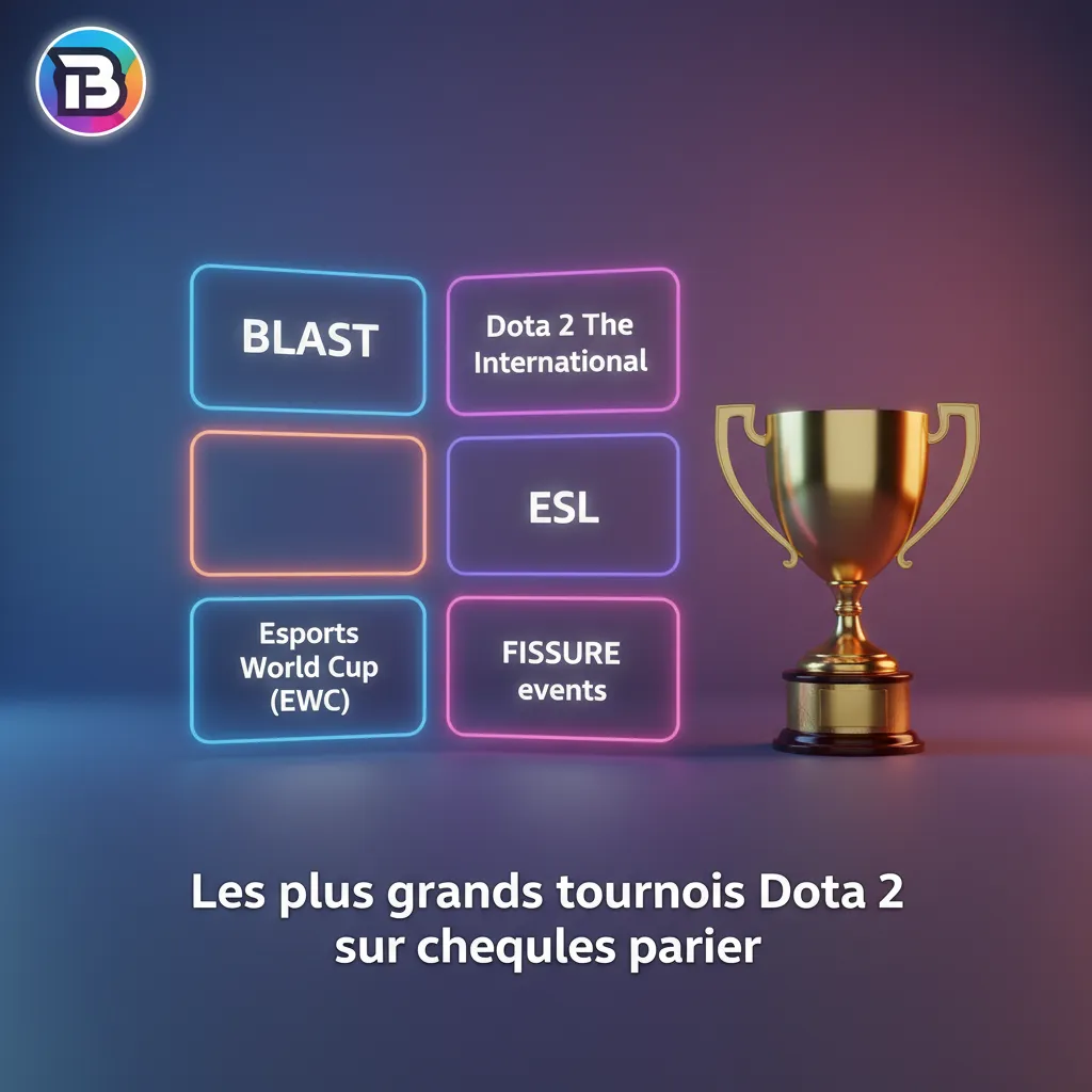 Liste des plus grands tournois Dota 2 pour parier: TI, BLAST, ESL, EWC, PGL, FISSURE; marchés pré-match et live.