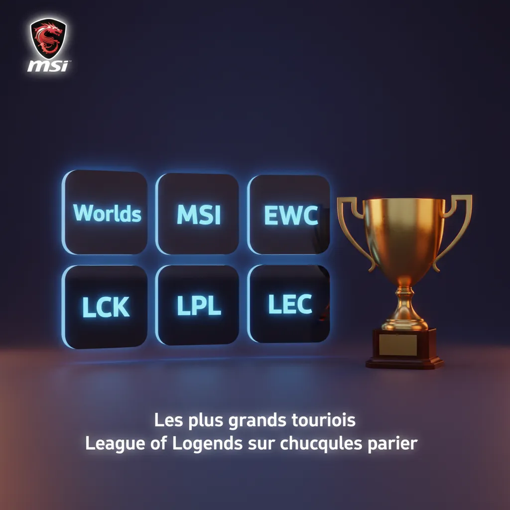 Les plus grands tournois League of Legends pour parier: Worlds, MSI, EWC, LCK, LPL, LEC.