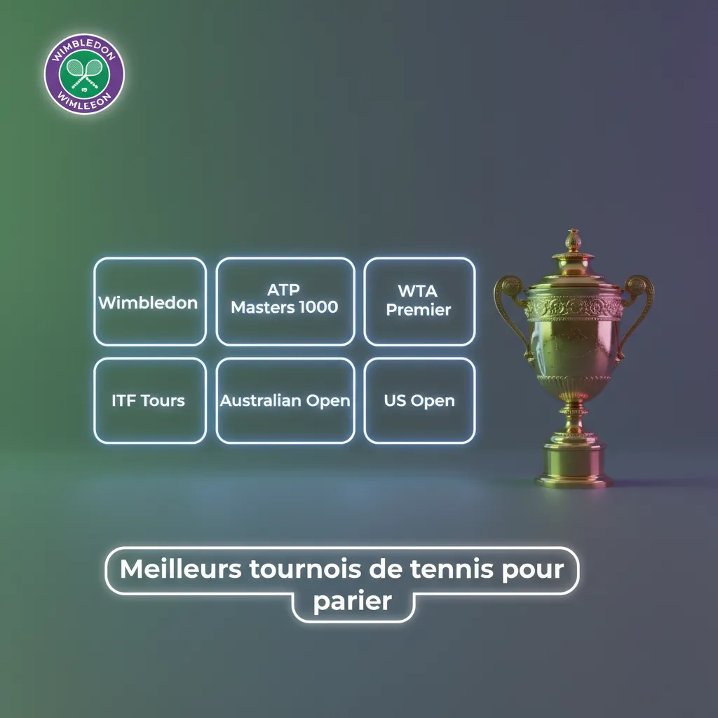 Visuel des meilleurs tournois de tennis pour parier: Grands Chelems, circuits ATP/WTA, Coupe Davis, Billie Jean King Cup.