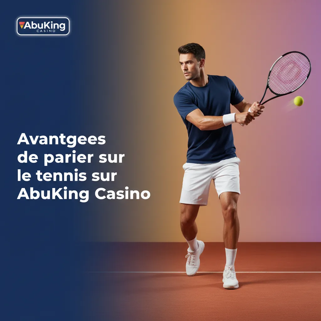 Infographie avantages tennis AbuKing: licence ANJ, cotes live, marchés détaillés, Cash Out, outils RG, stats, support FR.
