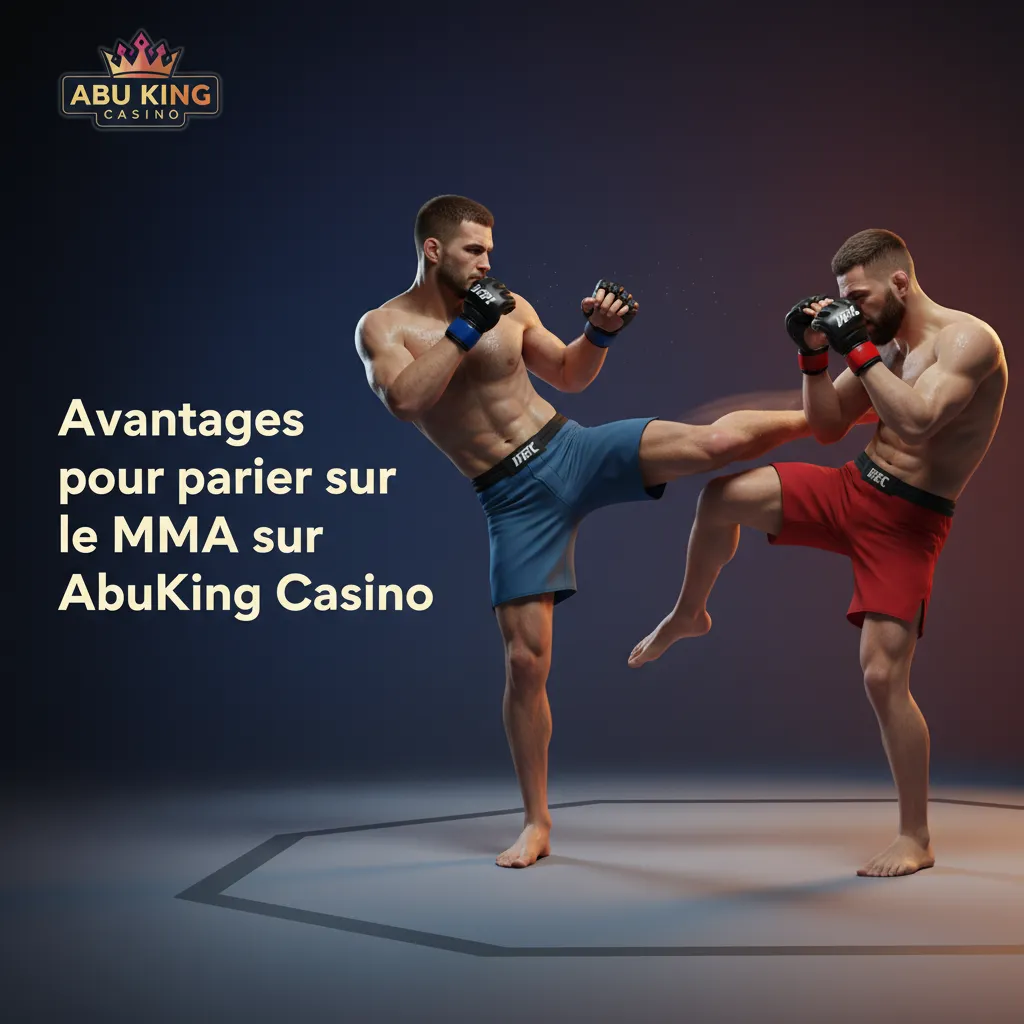 Bannière AbuKing: avantages paris MMA – cotes décimales, live par round, cash out, marchés variés, dépôts en euros.