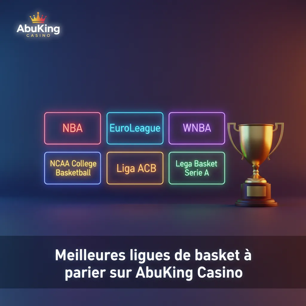 Meilleures ligues de basket pour parier sur AbuKing Casino: NBA, EuroLeague, Betclic Élite, LNB Pro B, EuroCup, BCL, WNBA.