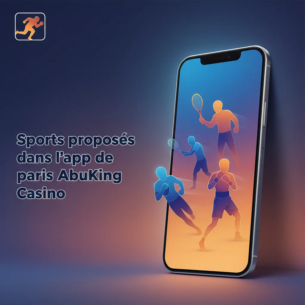Écran de l’app AbuKing Casino: sports pour parier en LIVE/prématch, dont foot, tennis, basket, rugby, MMA, F1 et eSports.