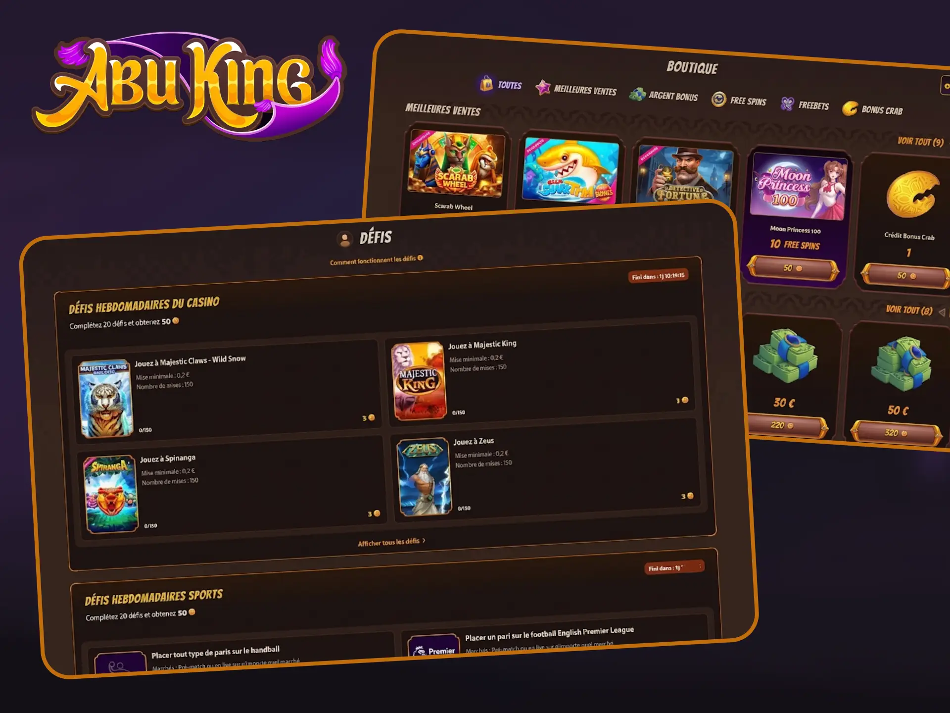 Relevez les Défis Casino sur la AbuKing dès maintenant.